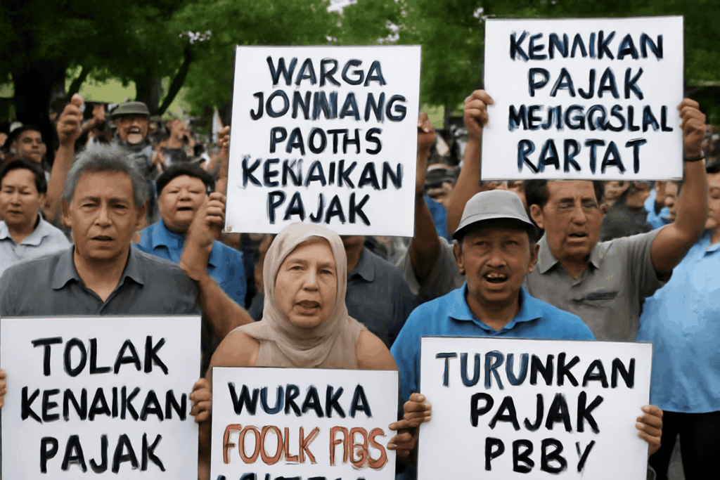 warga protes kenaikan pajak di Jombang (chatgpt)