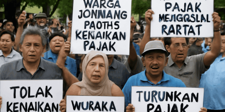 warga protes kenaikan pajak di Jombang (chatgpt)