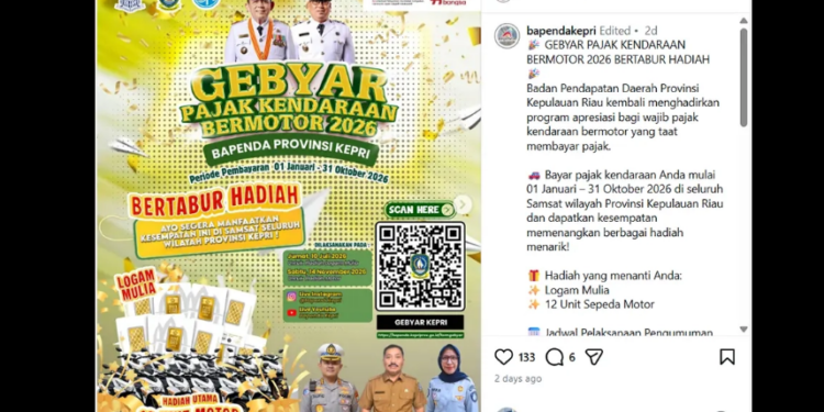Bayar Pajak Kendaraan Sebelum November, WP Bisa Raih Hadiah Menarik