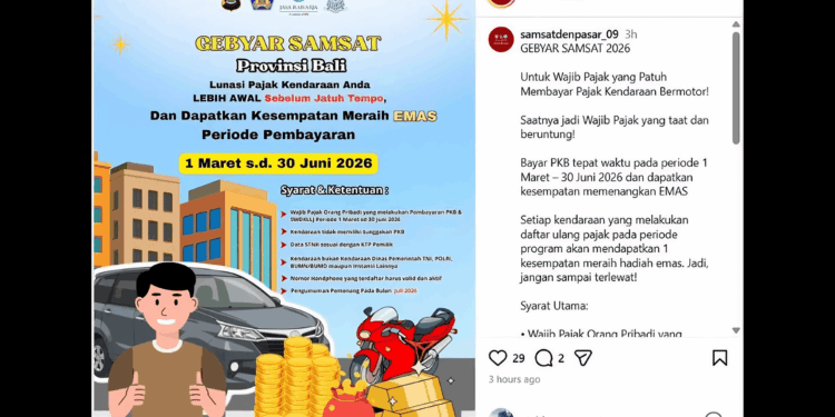 Samsat Bagi-Bagi Emas bagi Pembayar Pajak Kendaraan Tepat Waktu