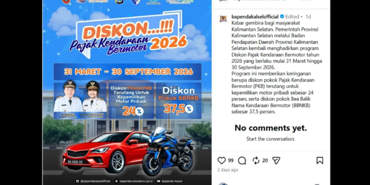 Pemprov Gelar Diskon PKB dan BBNKB, Berlaku hingga September 2026