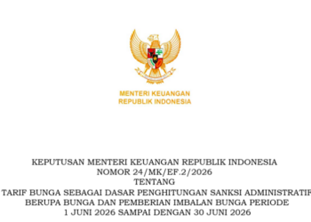 Kemenkeu Tetapkan Tarif Bunga Sanksi Administrasi Pajak Juni 2026
