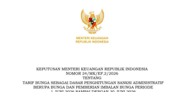 Kemenkeu Tetapkan Tarif Bunga Sanksi Administrasi Pajak Juni 2026
