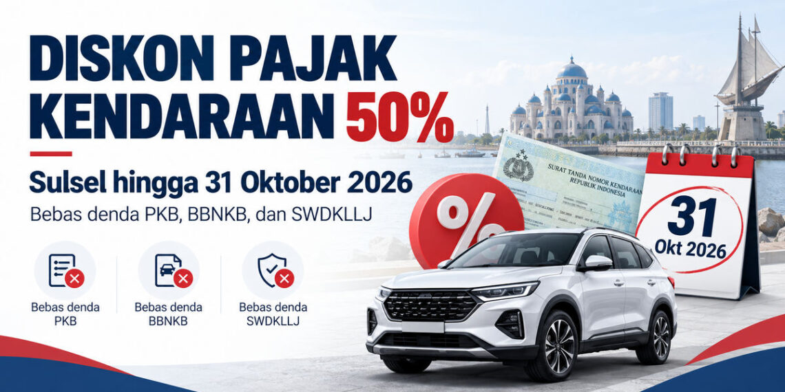 Diskon PKB Sulawesi selatan 50% Dibuka, Denda Tertentu Juga Dihapus