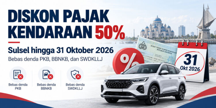 Diskon PKB Sulawesi selatan 50% Dibuka, Denda Tertentu Juga Dihapus